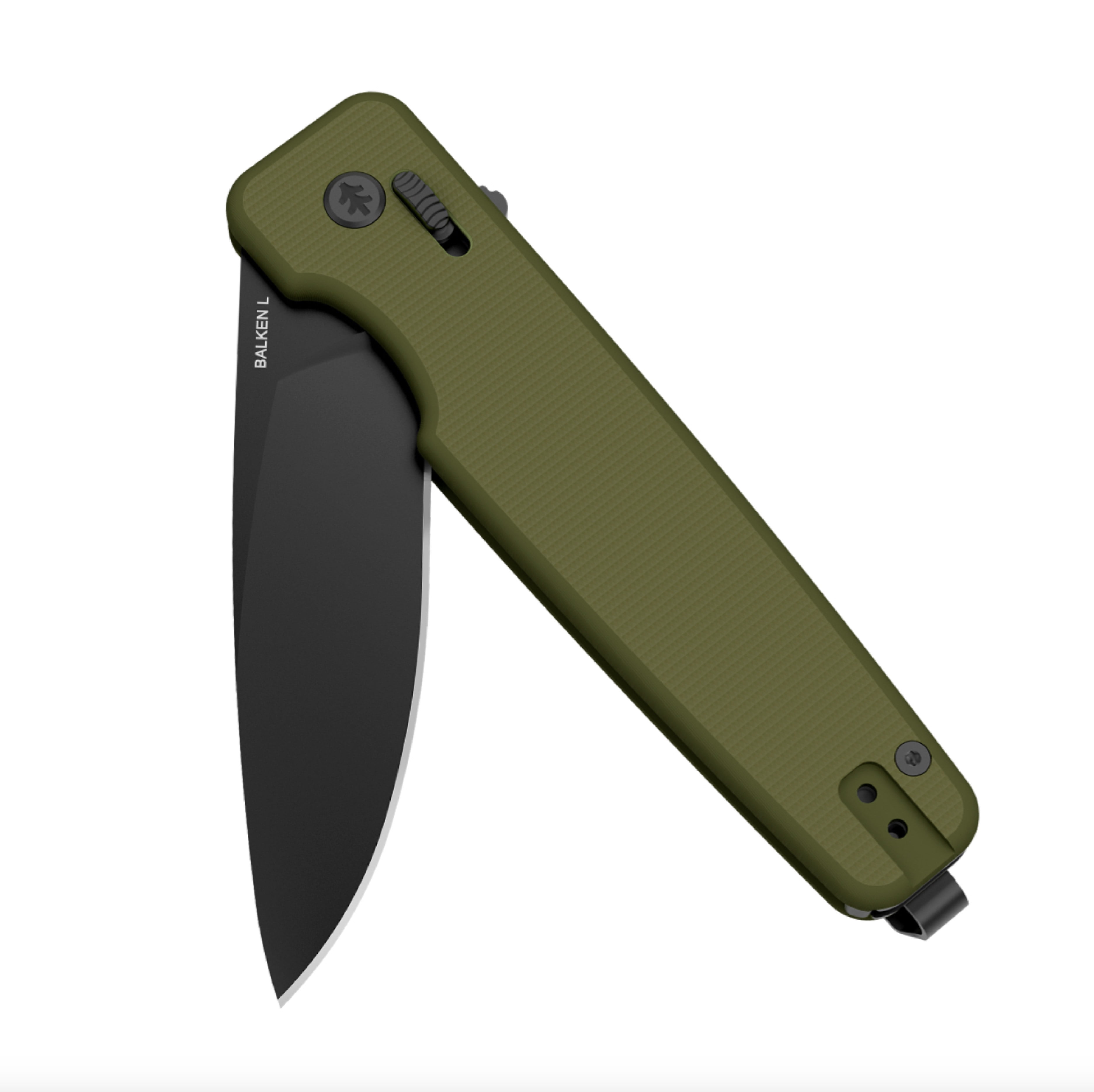 Swiss Tech Balken L Folding Knife, 14C28N Steel, Olive G-10 Handle, EDC Crossbar Lock