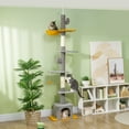 thumbnail image 2 of PawHut Floor to Ceiling Cat Tree 90.5"-108" Adjustable Height, Light Grey, 2 of 10