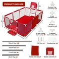 thumbnail image 6 of Large Baby Playpen 71 Inch With Basketball Hoop, 6-24 Months Toddler Playard, Red, 6 of 6