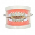 thumbnail image 5 of QQTDFG 14K Gold Plated CZ Teeth Grillz Hip Hop Top Bottom Mouth Silver Grill Set Custom-Style A-Silver-Top, 5 of 9