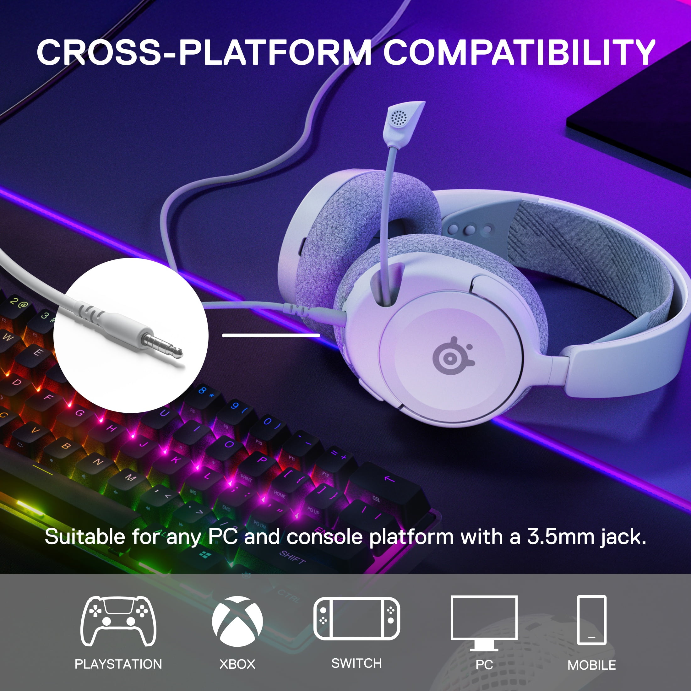 SteelSeries Arctis Nova 1 White(61607J) SteelSeries Arctis Nova 1 Wired Gaming Headset for PC, Xbox with