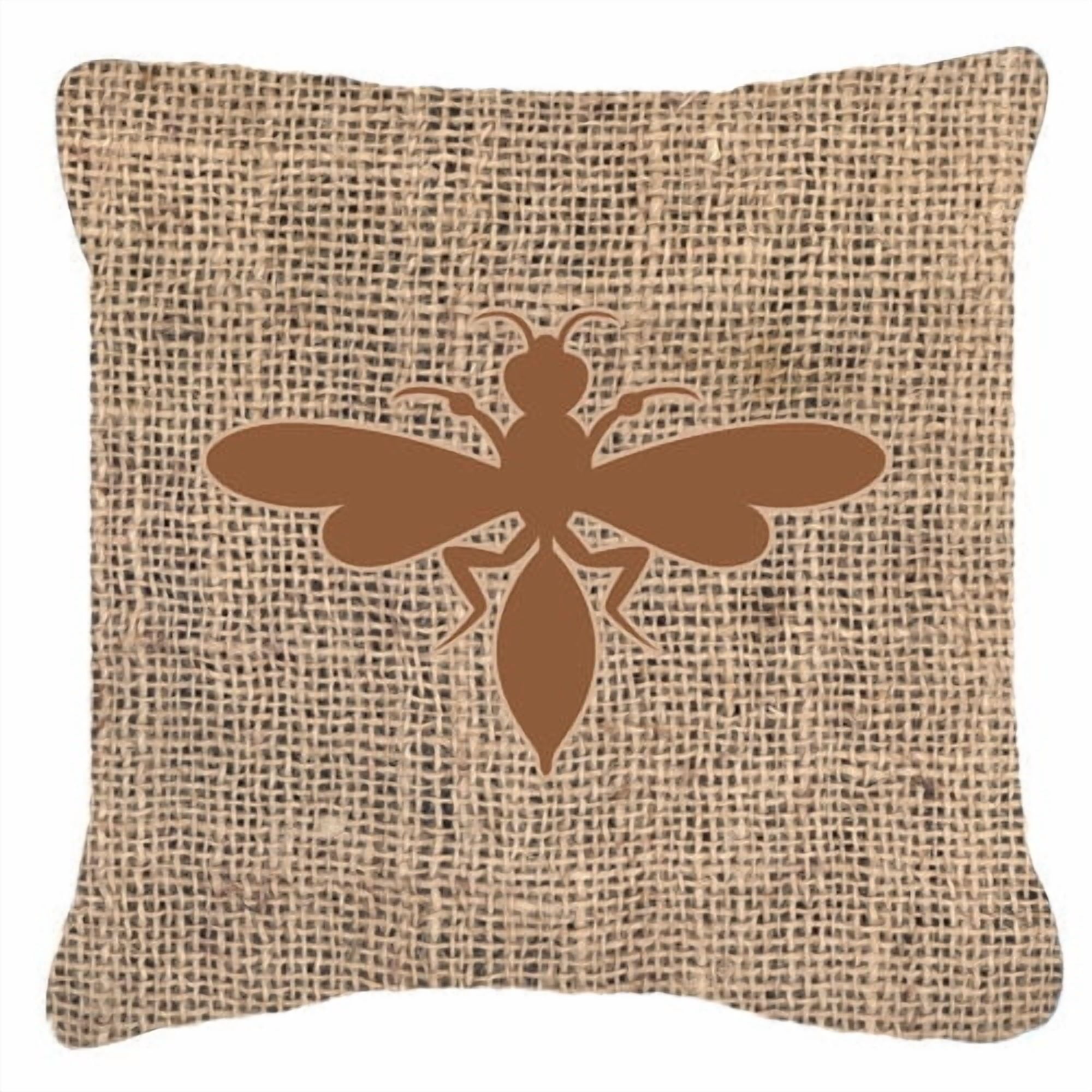Carolines Treasures BB1054-BL-OR-PW1818 Wasp Burlap and Orange   Canvas Fabric Decorative Pillow BB1054 18H x18W