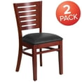 thumbnail image 3 of BizChair 2 Pk. Slat Back Mahogany Wood Restaurant Chair - Black Vinyl Seat, 3 of 8