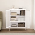 thumbnail image 5 of JERFIT White Metal Accent Cabinet with 2 Doors & Adjustable Shelves, Freestanding Storage Organizer for Living Room, Entryway, Bedroom, 5 of 10