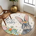 thumbnail image 2 of Round Rugs 8Ft, Happy Easter Round Area Rug Washable Indoor Throw Carpet, Spring Bunny Easter Eggs Floral Beige Burlap Large Non Slip Circle Rug for Kids Room RV Home Decor Aesthetic, 2 of 8