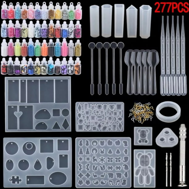 Juego de moldes de fundición de resina, 277 piezas, para joyería con accesorios