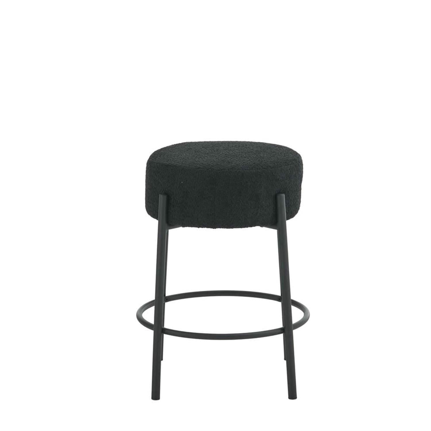 Demi Bonn 24" Counter Height Bar Stools Set of 2, Upholstered Barstools, Kitchen Island Countertop Chairs for Dining Room, Black