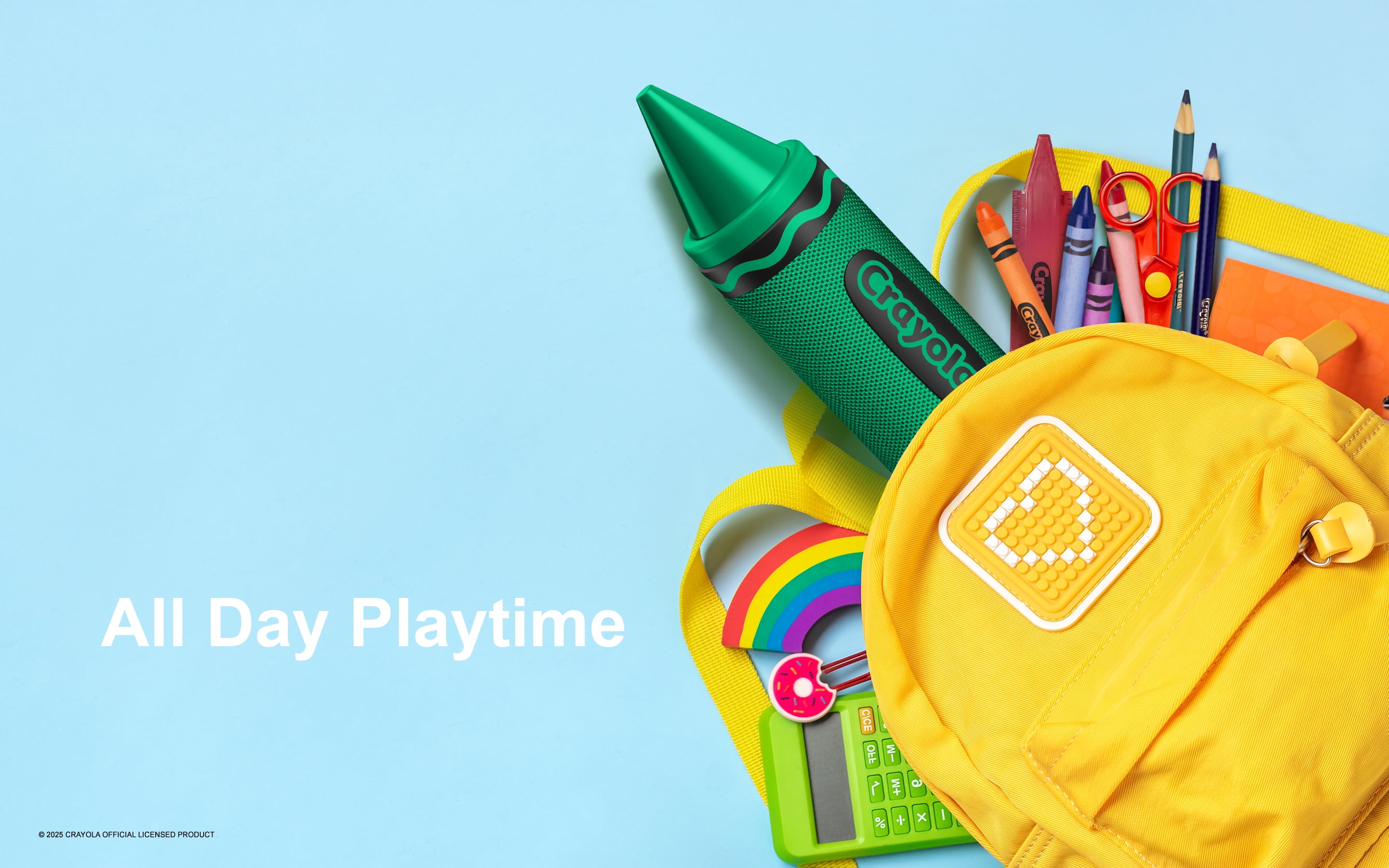 Crayola Kids Crayon Bluetooth Wireless Portable Speaker 20W PEAK Power HD Sound; Long Lasting Battery;1500mAh Battery All Day Playtime, TWS Pairing, BT 5.3, FM Radio Home/Party/Outdoor/Travel/Camping