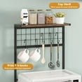 thumbnail image 3 of Small Coffee Bar Station Narrow Corner Baker Rack Stand with 2 Storage Fabric Drawers 5 S Hooks for Small Spaces Farmhouse Bakers Rack for Kitchen, Entryway, Living Room (Brown, Narrow), 3 of 7