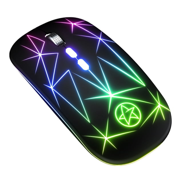 Ratón inalámbrico Bluetooth, ratón inalámbrico LED recargable de modo dual con adaptador tipo C para computadora portátil, iPad (iPad OS 13 y posterior), MacBook Levamdar 222587-3