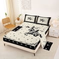 thumbnail image 2 of Homewish Boho Western Cowboy Bed Sheets,Retro Stars Full Size Sheets,Black Cream,4pcs,1 Flat Sheet, 1 Fitted Sheet and 2 Pillowcases, 2 of 6