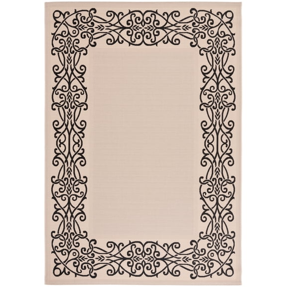 Safavieh Courtyard Ellie Oriental Indoor/Outdoor Area Rug, Sand/Black, 9' x 12'