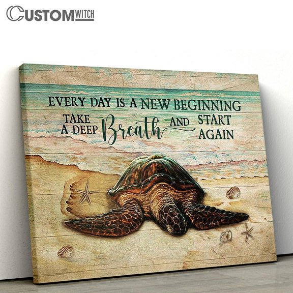 Take a Deep Breath and Start Again Christian Framed Canvas Wall Art, Bible Verse Scripture Home Decor for Office Living Room, Inspirational Religious Wall Decor Gift