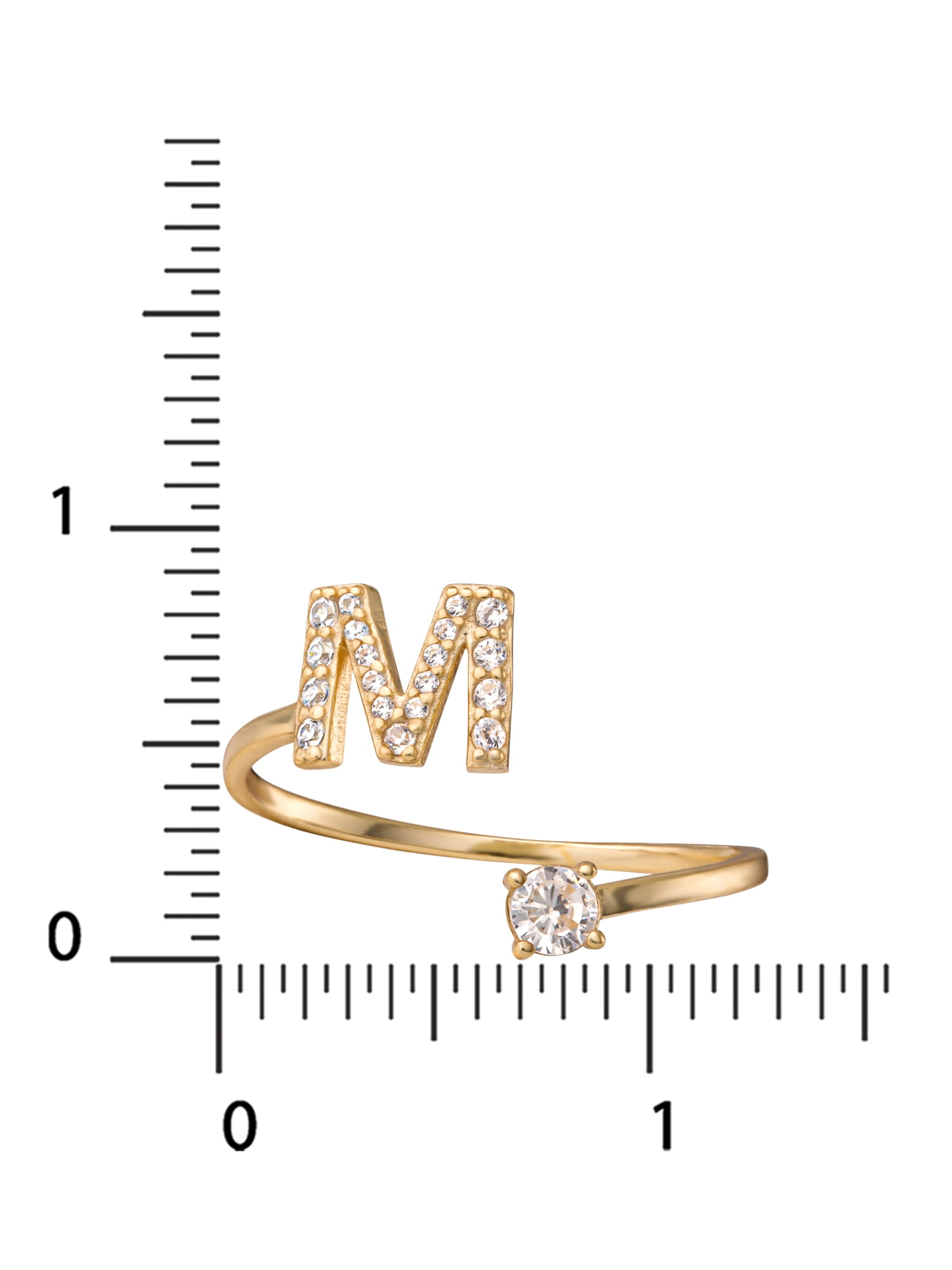Brilliance Fine Women's Sterling Silver 14kt Gold Plated Cubic Zirconia Initial M Adjustable Ring