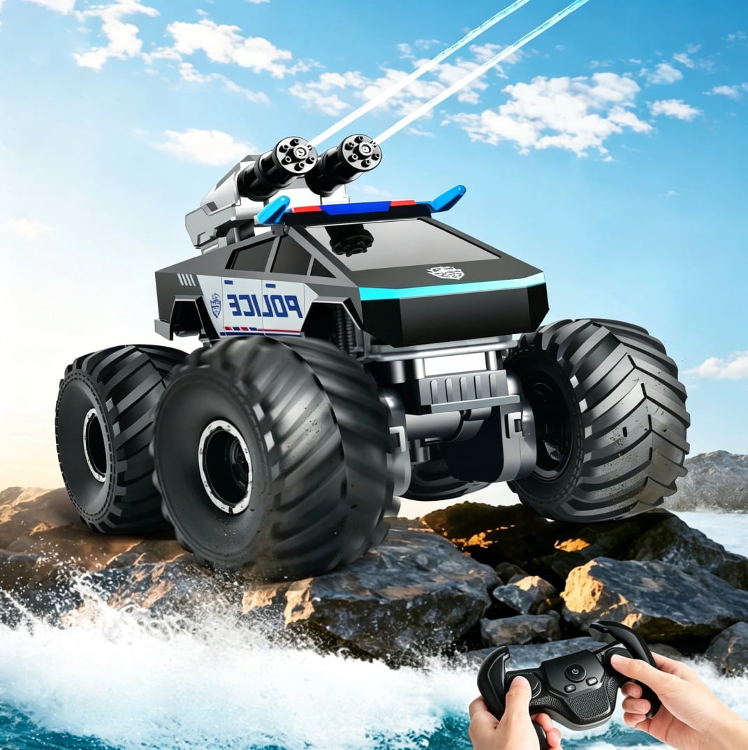 HNH 1:16 RC Waterproof Monster Truck, Amphibious RC Cars 4WD Remote Control Car Trucks, All Terrain Off-Road Pickup Cybertruck Toy for 6-15 Year Old Boys Girls Kids Gifts