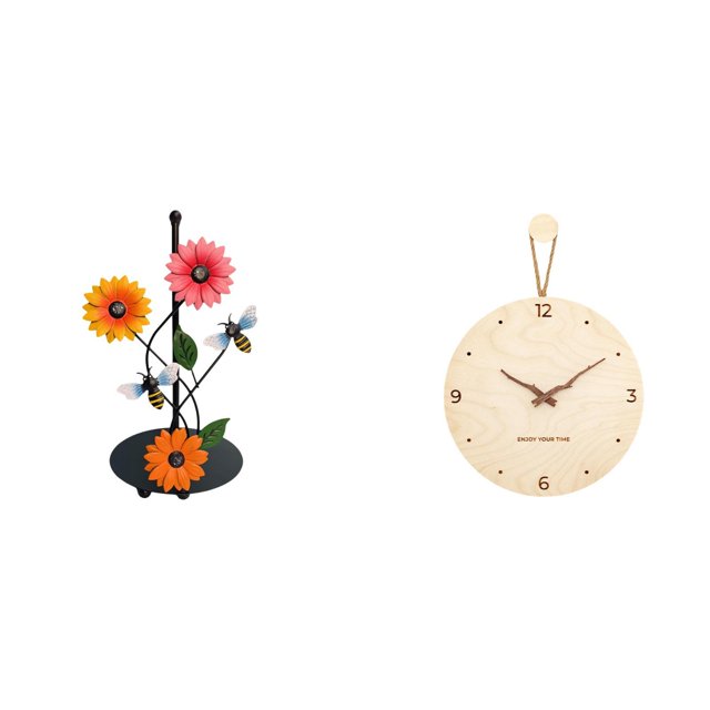 Soporte de papel higiénico,Soporte para toallas de papel de encimera,Reloj de pared,Reloj de pared decorativo para sala de estar,silencioso,Reloj de pared de madera,decoración moderna