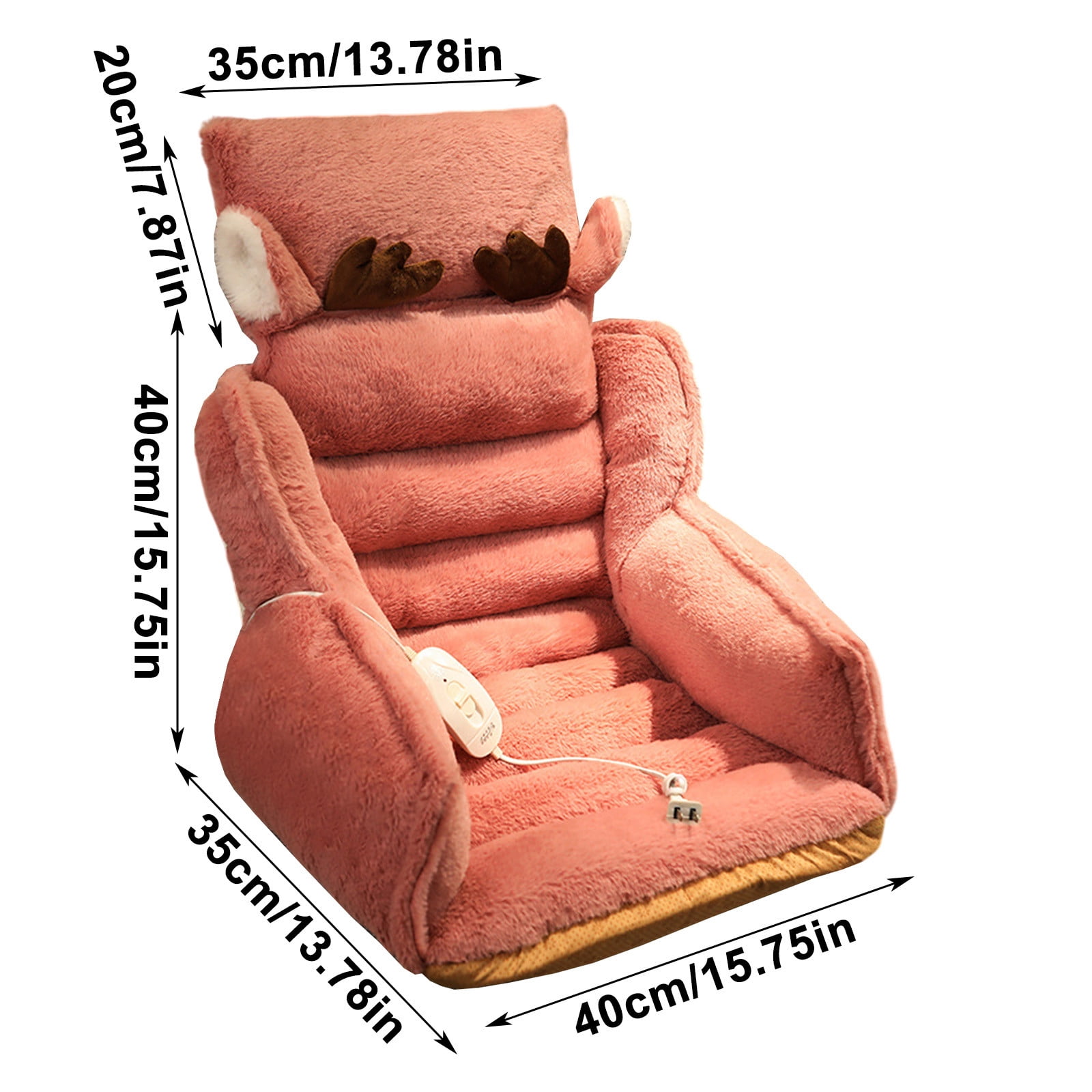 Fnyoxu Heated Seat Cushion for Office Chair & Car - 3-Temperature Fast Heating Pad with Non-Slip Base, Machine Washable Cover, Back Support - 15.7X13.8X23.6 Inch