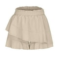 thumbnail image 6 of RYRJJ High Waisted Shorts for Women Flowy Shorts Dressy Casual Summer Ruffle Wrap Pull On Elastic Waist Skirts Skorts Lightweight(Beige,M), 6 of 7