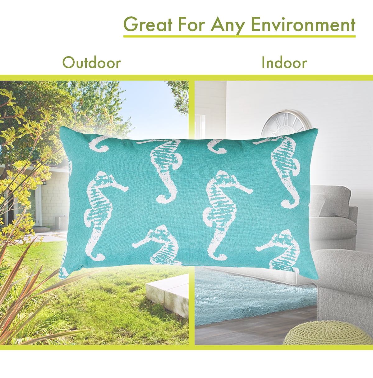 Majestic Home Goods Sea Horse Indoor Outdoor Small Decorative Throw Pillow