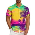 thumbnail image 2 of Awdenio Mens Shirts Hawaiian Printed Short Sleeve Shirts Tropical Floral Button Down Aloha Holiday Shirt Vacation Casual Beach Clothings, 2 of 6