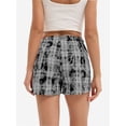 thumbnail image 2 of Womens Low Waisted Plaid Print Pajama Lounge Pants Elastic Cute Button Shorts, 2 of 6