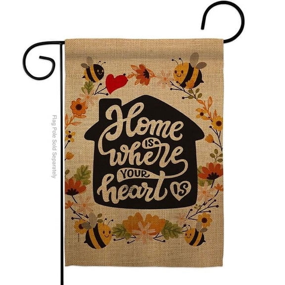 Ornament Collection  13 x 18.5 in. Home is Where Your Heart Sweet Life Double-Sided Decorative Vertical Garden Flags - House Decoration Banner Yard Gift