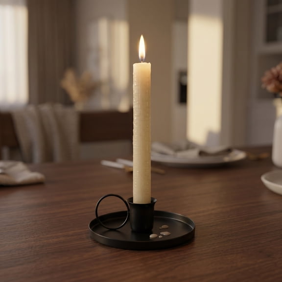2 Pcs Candle Stick Holders, Candlelight Stand with Handle – Black Iron Candle Holder for Taper Candles – for Dinning, Wedding and Party Decoration