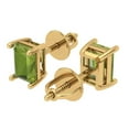 thumbnail image 2 of 14K Solid Gold Screw Back Stud Earrings for Women | 1 cttw Emerald Cut Natural Peridot | Yellow Gold, 2 of 5