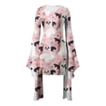 thumbnail image 4 of Karymi Summer Dress Halloween Print Bodycon Mini Dress, Crew Neck Flare Irregular Long Bell Sleeve Halloween Party Costume Dress Easter Dress, 4 of 5