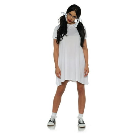 Creepy Womens Scary Toy Doll Grey Little Girl Halloween Costume Dress