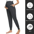 thumbnail image 3 of Women's Maternity Pants Stretchy Lounge Workout Pants Casual Loose Comfy Pregnancy Joggers with Pockets-Dark gray, 3 of 5