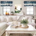 thumbnail image 4 of Abstract White Blue Window Valance Curtain Simple Style Rod Pocket Short Curtain for Living Room, Bedroom & Kitchen Window Decor 42x18in, 4 of 8