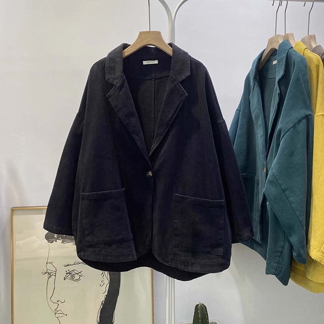 LOVZFMLL Vestes pour Femmes, Cardigan à Revers Uni, Veste de Complet