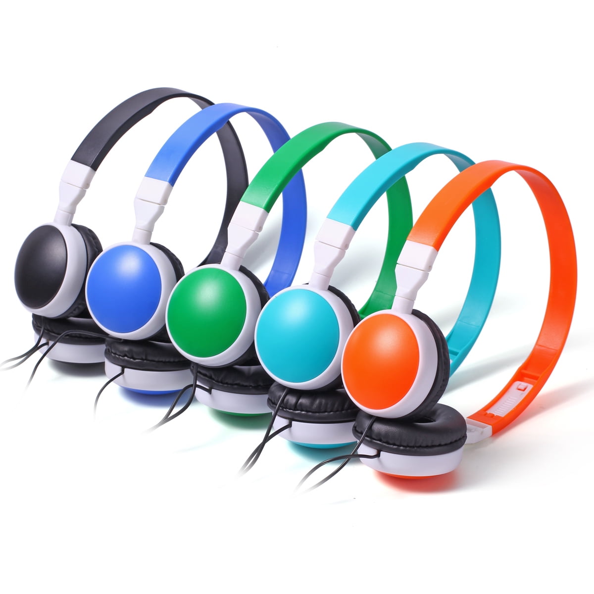 Keewonda Bulk 10 Pack Headphones Multi Color On Ear Wired for School