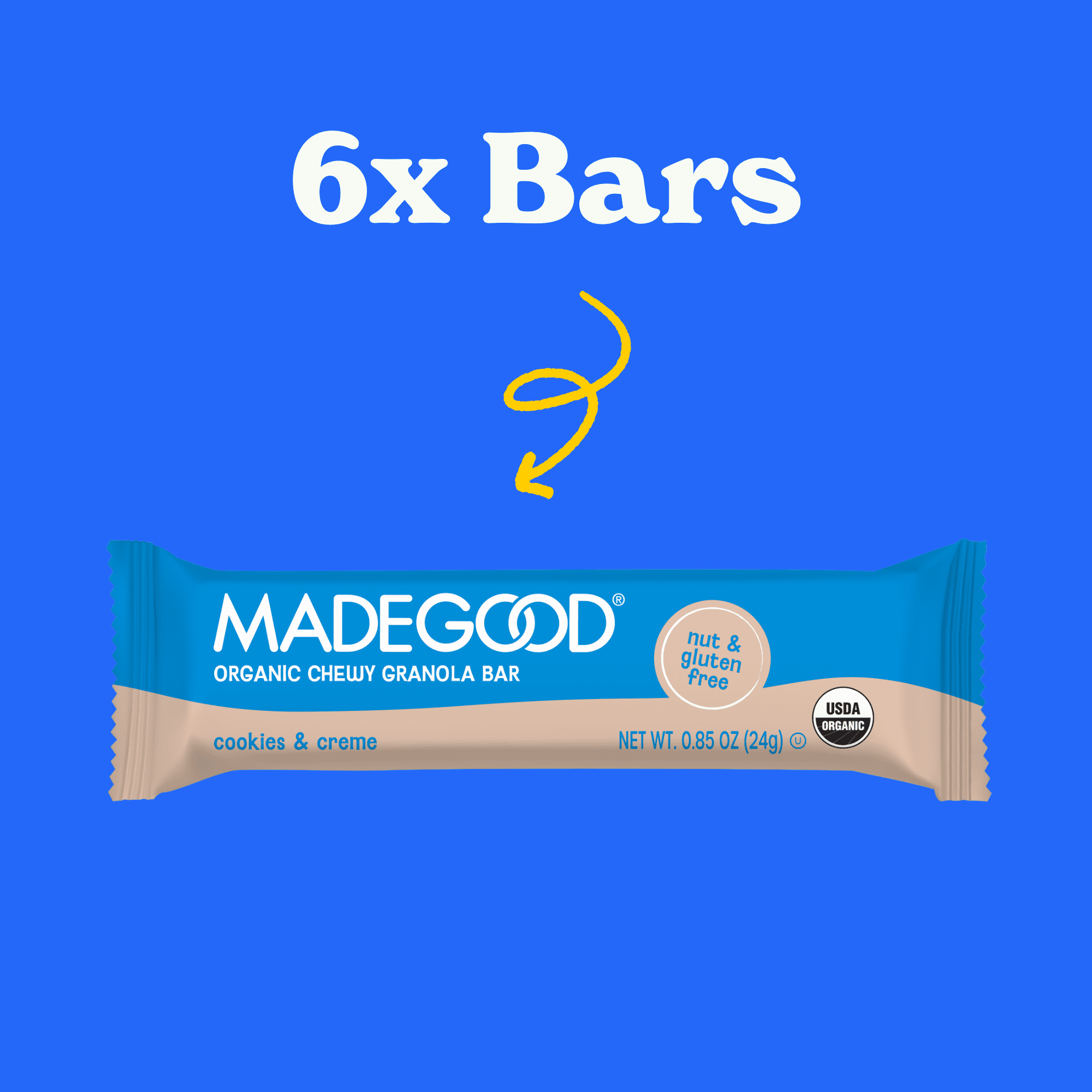 (3 pack) MadeGood Cookies & Crème Granola Bars, 6 Healthy Snack Bars, 0.85 oz Each
