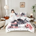 thumbnail image 4 of Castle Fairy Girls Romantic Eiffel Tower Twin Comforter Sets,Black Pink Dress Bedding Set, 4 of 8