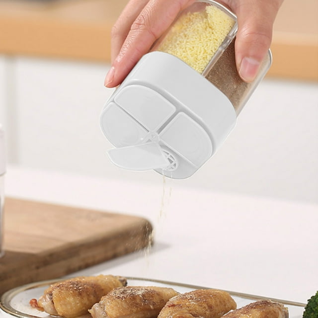 Distributeur d'Épices, Pot à Condiments 4-en-1, Organisateur de Cuisine à Couvercle Rabattable, Boîte à Épices Portable pour Barbecue Extérieur, Rangement Étanche, Contenants Faciles à Nettoyer, Cadeau de Cuisine Pratique