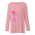 thumbnail image 4 of Luxalzxs Womens Breast Cancer Awareness Shirt October Pink Ribbon Butterfly Print Casual Crewneck Long Sleeve Oversized Tunic Top, Breast Cancer Gifts for Woman, 4 of 4