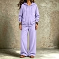 thumbnail image 7 of Szluipve Women Full Zip Hoodie 2 Piece Outfits Drawstring Long Sleeve Zip‑Up Hooded Jacket and Elastic Waist Wide Leg Pants Casual Tracksuit Loungewear Set Light Purple L, 7 of 7