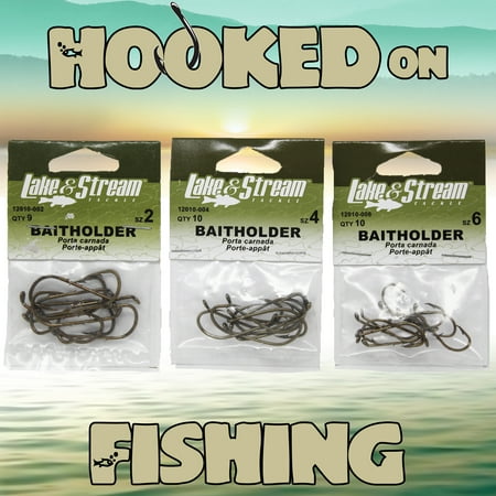 Lake & Stream Tackle Baitholder Hook 3 Pack Combo. 29 Hooks, Sizes 2, 4 and 6. Great for