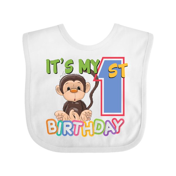 Inktastic Monkey First Birthday Boys or Girls Baby Bib