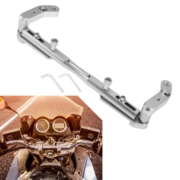 Extensor de manillar de motocicleta 6/10mm barra de equilibrio de aleación de aluminio con distancia entre agujeros centrales de 320mm tono plateado 1 pieza