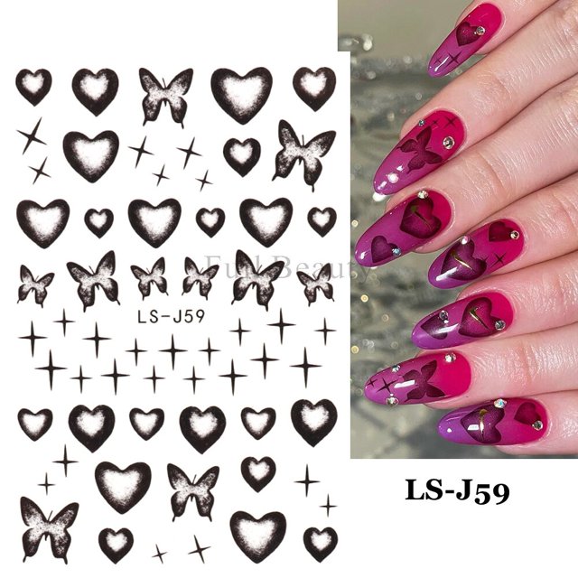Pegatinas de corazón 3D para uñas, decoración del Día de San Valentín, estrellas bronceadoras doradas, Luna, deslizadores de uñas, calcomanías de mariposa para manicura, NTBTF-S Dengxun unisex