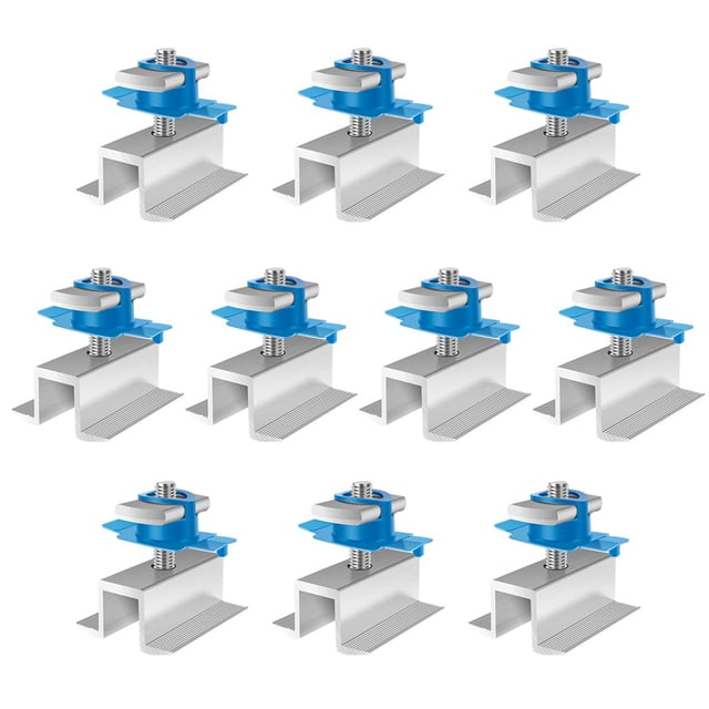 10Pcs Solar Panel Mid Clamps 3.6 Thick Solar Panel Brackets Lightweight Solar Panel Aluminum Mounting Clamps Durable Panel Mounting Rail Fixing Brackets for Solar Panel