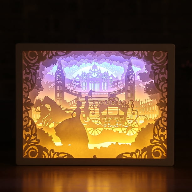 Box 3D Led Lámpara De Talla De Papel Talla De Papel Art Night Lights Lámpara De Mesa Led Creativa Para Decoración seitruly HA042786-04