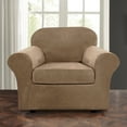 thumbnail image 5 of Stretch Velvet Plush Sofa Covers Couch Armchair Slipcover Protector with Cushion Covers, Light Brown, For 3-Seater Sofa, 5 of 14