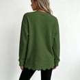 thumbnail image 4 of Women's Waffle Knit Crew Neck Long Sleeve Pullover Tops, Scalloped Hem & Scallop Cuffs Design, Loose Fit Casual Sweatshirt, Solid Color Fall Tunic Shirts for Women Army Green L, 4 of 5