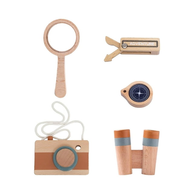 Nature Exploration Kits, Magnifying Glass, Wood Birthday Gift Camera Binoculars