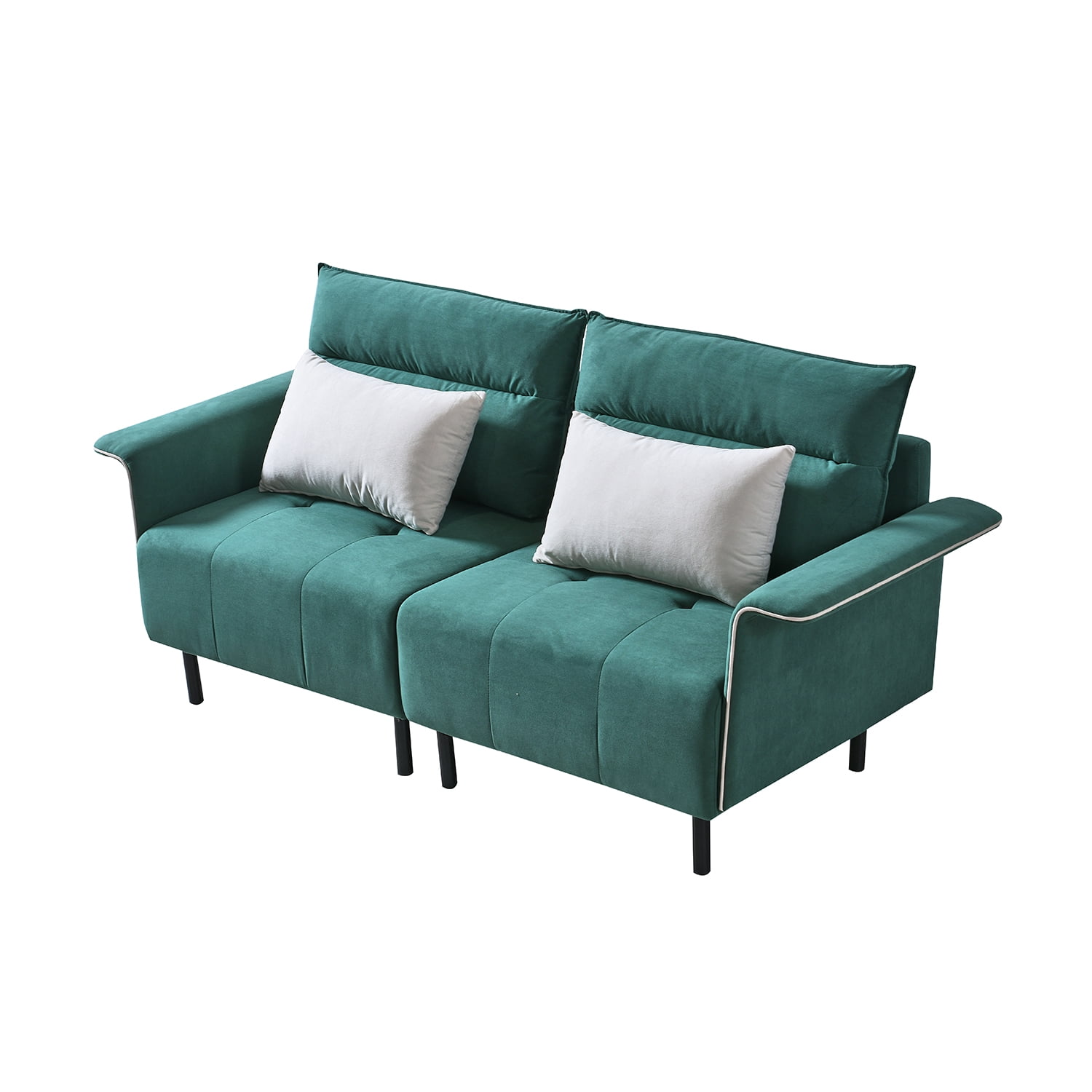 Kadyn 2-Seater Suede Sofa, Suede Mid-Century Tufted Love Seat for Living Room, Modern Suede Upholstered Accent Sofa for Small Spaces, Green Kadyn 2-Seater Suede Sofa, Suede Mid-Century Tufted Love Seat for Living Room, Modern Suede Upholstered Accent Sofa for Small Spaces, Green
