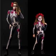 thumbnail image 3 of Disfraz de esqueleto de rosa para adultos y niños, disfraz aterrador para Halloween, disfraz sexy para fiesta de carnaval, mamelucos para niñas, Día de los Muertos, 3 of 5